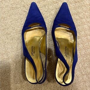 St John Women's Blue Suede Heels